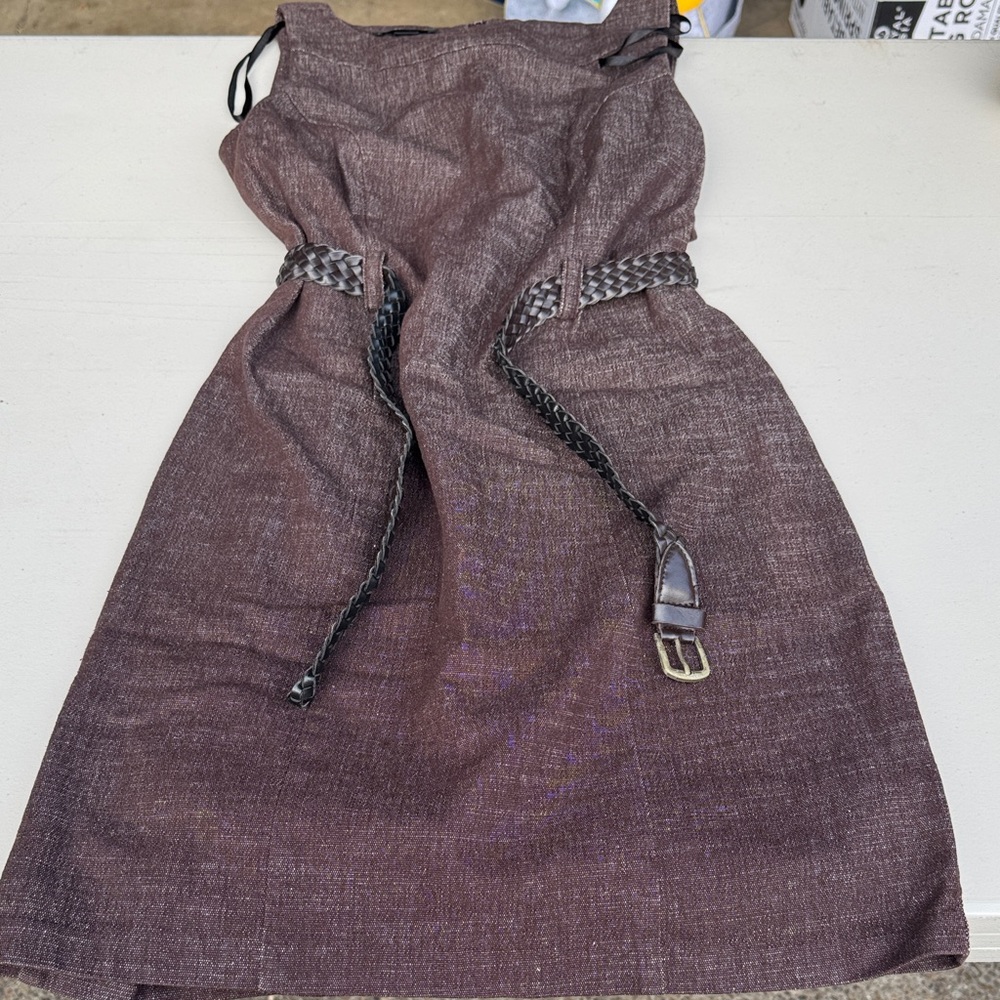 AGB Strapless Brown Dress with Braided Belt